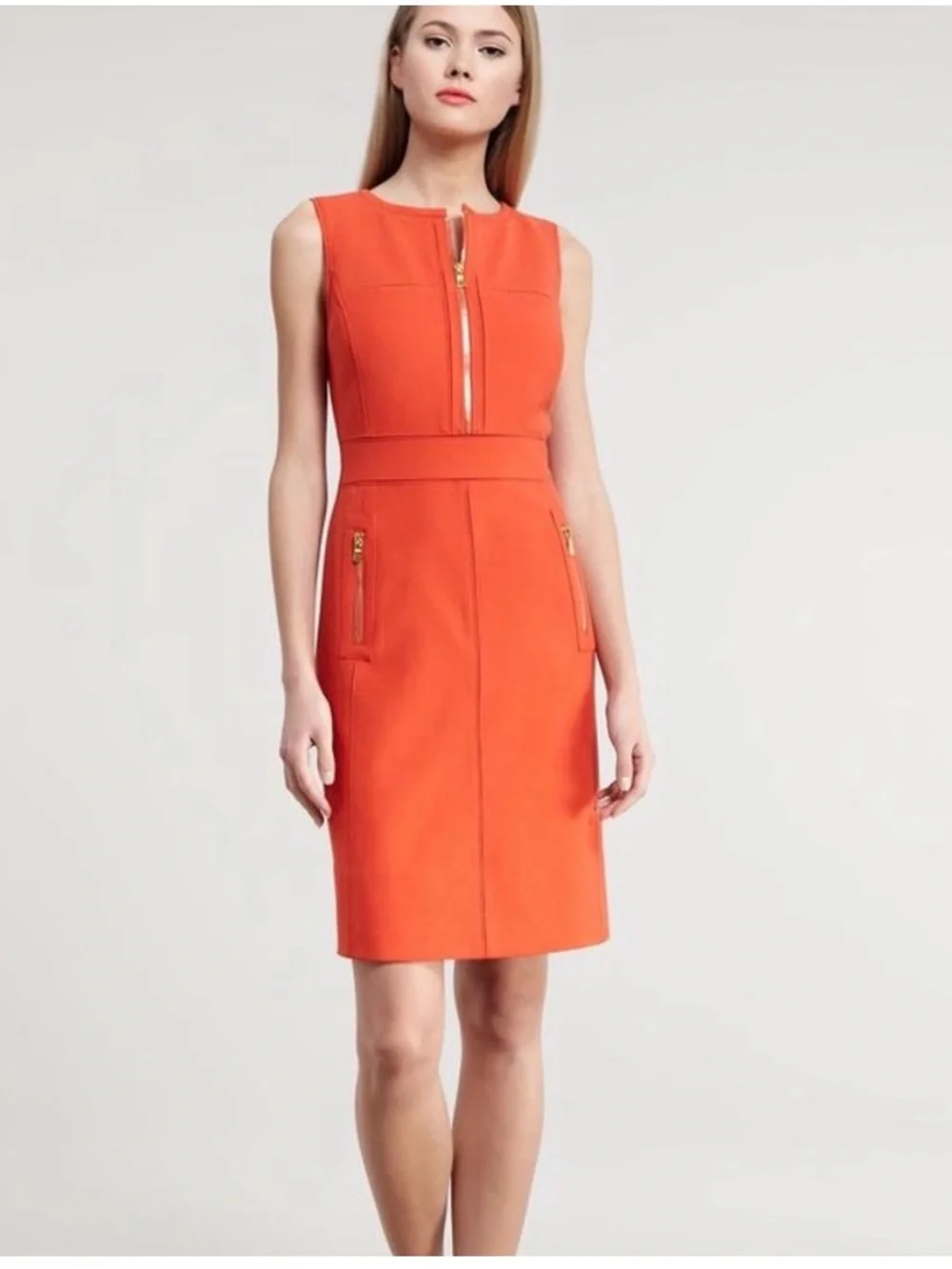 TORY BURCH  Mariel Sleeveless Marmalade Color  Dress Size 10 Wool Blend